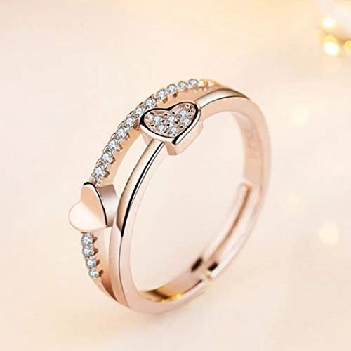 American Diamond Heart Rose Plated Ring