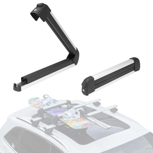 Gearantics 16.3 Inch Ski and Snowboard Rack for Car Roof, with TPV Rubber Padding and Lock, Fit 2...