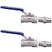 DERNORD 1PC Type Stainless Steel 1/4 Inch Ball Valve NPT Standard Port with Male Hex Nipple for Water, Oil, and Gas (Pack of 2)