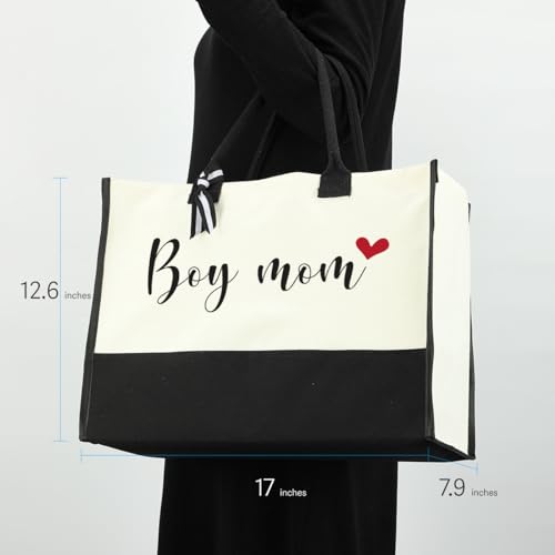 Boy Mom Gifts Canvas Tote Bag Mothers Birthday Gifts Mothers Day Gifts Large Waterproof Collapsible Beach Bag Handbag Shoulder Bag for Beach Travel Camping Gifts for Women Mom Mother Christmas3