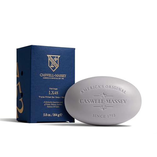 Image of Caswell-Massey LX48 Natural Bar Soap for Men, Moisturizing Body Soap Bar for All Skin Types, Made with Essential Oils & Plant-Based Formula for Soft Skin, Made in USA, 5.8 oz