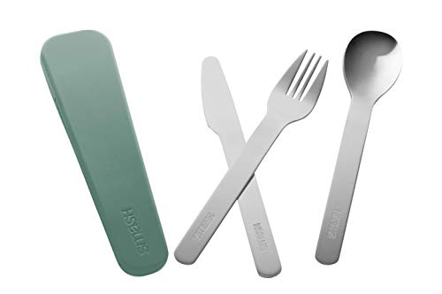 Smash Reusable Stainless Steel Travel Utensils/Cutlery Set with Silicone Case Sage