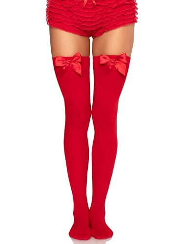 Image of Leg Avenue Women's Satin Bow Accent Thigh Highs