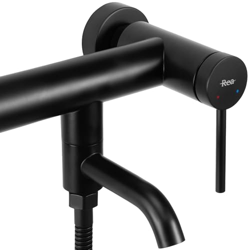 Robinet de baignoire avec douchette Clif Rea mitigeur salle de bain noir mat eau chaude froide