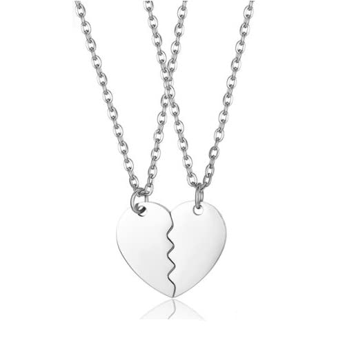 KRYSTALZ Couple Friendship Puzzle Necklace Stainless Steel Split Heart Pendant Chain For Bff & Lovers (Silver) (B0BSFKXSHK) Amazon Price History, Amazon Price Tracker