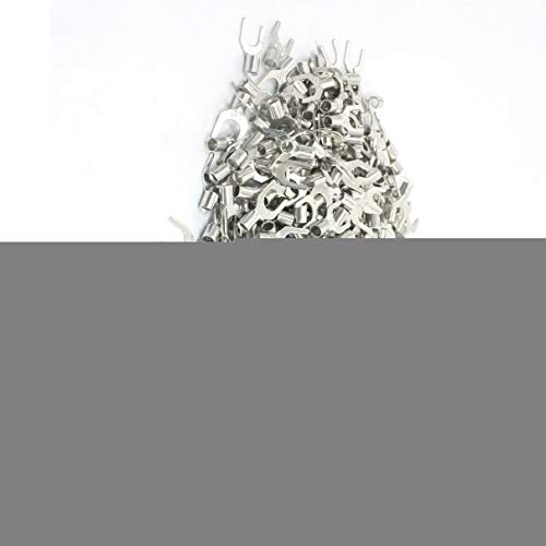 Aexit 200pcs SNB2-5 Terminals & Kits Fork Non-Insulated Spade Cable Terminals Spade Terminals for AWG16-14