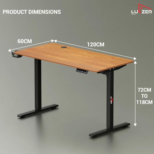 Image of Lukzer Electric Height Adjustable Desk with USB & Type-C Port 3 Memory Preset Advance Controller Ergonomic Work from Home Study Table(EST-003 /UC-Black & Oak Brown /120 x 60 cm) DIY with 3-Year Warranty
