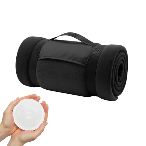 FUN FAN LINE - Manta Polar Suave de Sofá y Viaje (130x160 cm) | Colcha Cama Térmica Antipilling con Asa de Transporte | Manta Gruesa Invierno y Camping para Exterior (Negro)