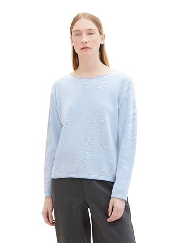 TOM TAILOR Damen Strickpullover aus Bio-Baumwolle, 34916 - Blue Bubble Structure, XXS – Ansicht 1