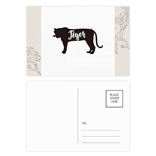 Jeu de cartes postales tigre et fleur pour écrire vos remerciements après une fête d'anniversaire