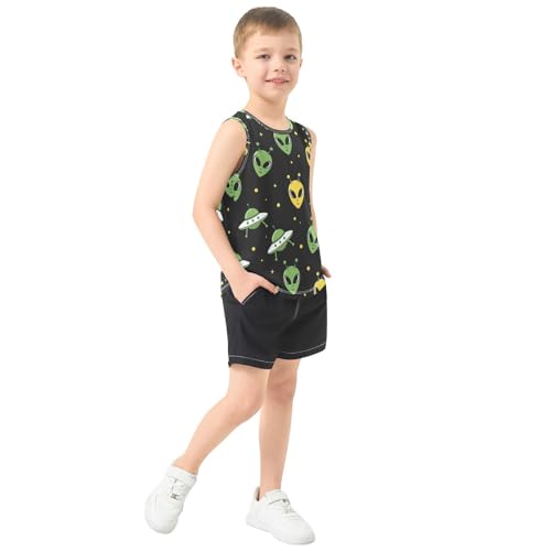 J JOYSAY Aliens Spaceships Dots Boys Tank Top Sleeveless Muscle Shirts Quick Dry Active Workout Sport Kids T-Shirts 3-15T4