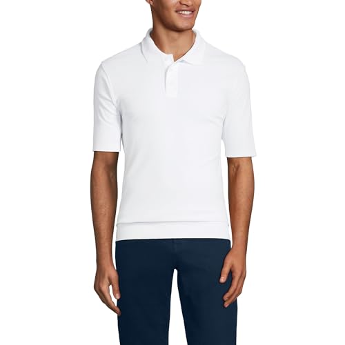 Polo para hombre Lands' End cuello con banda y manga corta miniatura 1