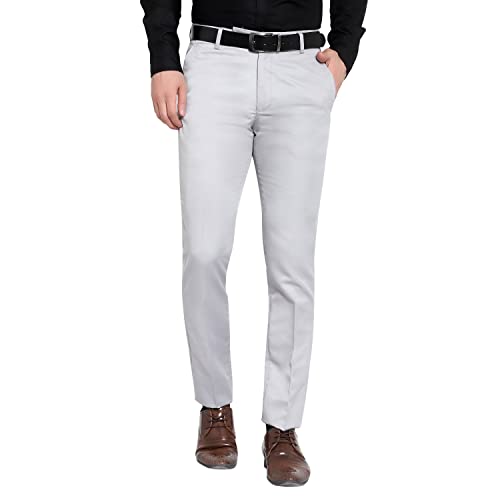 Image of The PS Men's Formal Regular Fit Cotton Blend Black, Dark Grey Combo Trouser (Pack of 2)