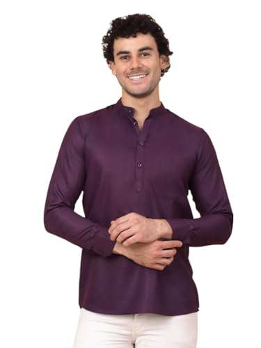 Image of Jompers Men's Cotton Regular Fit Solid Short Kurta