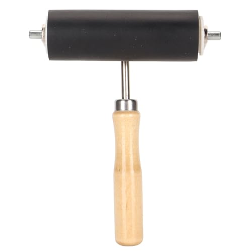 Rubber Brayer Roller, 3.9in Anti Slip Handle Laminate Roller Metal Frame Ink Roller for Printmaking Stamping Wallpaper Gluing Application