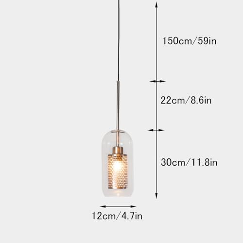 Suspension E27 rétro industriel en verre gris argenté pour bar - 8