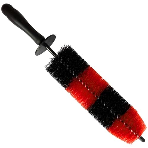 Generic Car Wheel Rim Brush Tire Cleaning Brush Red Pp and Iron Material Stain Remover for Car Wash Detailing and Removing Dirt and Debris Automotive Use