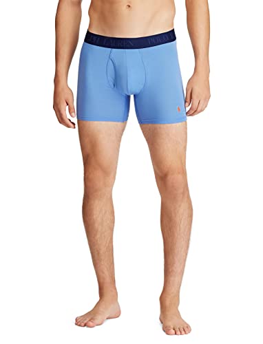 Polo Ralph Lauren Men's 4D Flex Cooling Cotton Modal Trunks & Boxer Briefs 3-Pack, Bermuda Blue/Active Orange, Rugby Royal/Active Orange, Deep Atlantic/Active Orange, Large #TOP3