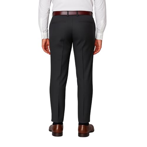 Image of Men's Stretchable Formal Trousers | Regular Fit Mid Rise Office Wear Pants | Elasticated Waistband 2 Inch Stretch | 4 Pocket Pant