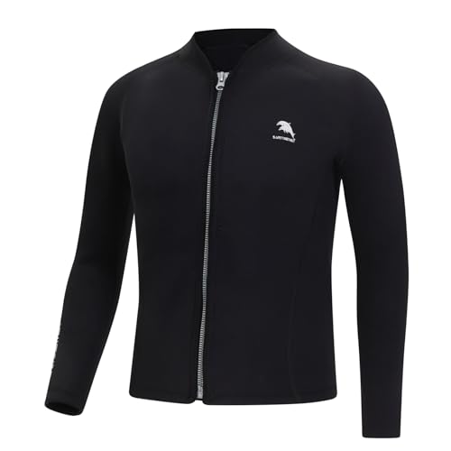 Maillot de bain à manches longues homme Freebily haut néoprène 2 mm pour plongée et surf noir 3XL
