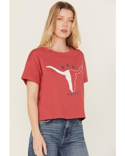 Image of ARIAT Women's Lone Star T-Shirt, Garnet Rose, X-Large