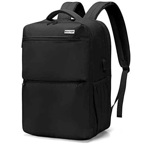 MAXTOP Carry On Backpack Business Laptop Backpacks with USB Charging Port Large Travel Backpack for Women Men Outdoor Rucksack Casual Daypack for Weekender Business Hiking Black