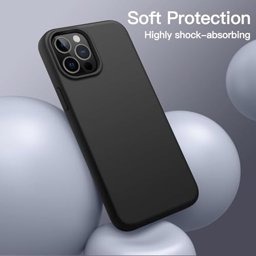 Image of DIZORO Microfiber Candy Case Compatible for iPhone 12 Pro Max 6.7 inch, Shockproof Slim Back Cover Liquid Silicone Case - Black