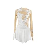 zdxrz abito da pattinaggio artistico su ghiaccio, body da competizione di pattinaggio artistico professionale fatto a mano con strass lucidi for ragazze e donne(white,xxxs)
