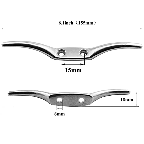 Heyous SSFRCLEAT-6IN-2 2Pcs Stainless Steel Flagpole Rope Cleat 6 Inches Boat Mooring Cleats thumb #2