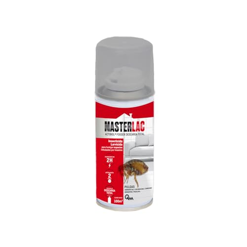 MASTERLAC Fogger Pulgas – Bomba Insecticida Descarga Total - Fumiga Espacios Infestados por Pulgas, Chinches, Garrapatas, Cucarachas - Acción Fulminante en 2 h - Eficacia Duradera 2 Meses
