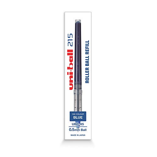 Image of uni-Ball QWiK Refill UB-215 Liquid Ink 0.5 mm Micro Roller Pen, Blue Ink, Pack of 12 & Uniball UBR-85 Refill (0.5mm, Blue Ink), Pack of 12, Usable for UB-215