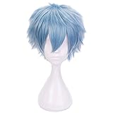 AICW My Hero Academia Shigaraki Tomura Cosplay Wigs,Anime Short Blue Curly Synthetic Wigs,Halloween Party Costume Wigs (Tomura Shigaraki)