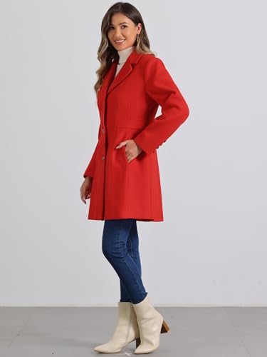 Image of Allegra K Womens Winter Elegant Pea Coat 2026 Single Breasted Long Overcoat | Notch Lapel Collar, Warm, Work Office Trench Coats,Outwear Outfit