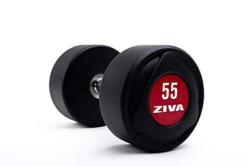 Ziva Sl Urethane Dumbbell For Weight Lifting, Core Training – Ergonomic, Comfort Grip – Set Of Two, 55 Lb. Red #TOP2