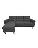 SWEET SOFA® Sofá Chaise Longue Clin II Reversible – Sofá 3 Plazas Tapizado Antimanchas, Estructura de Madera en Color Marron