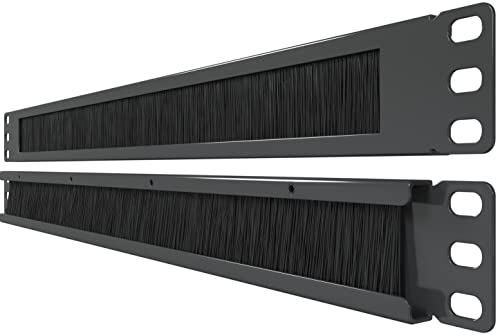 1U Brush Panel (2 Pack) 19 inch Rackmount Strip Cable Management Spacer for Network Server Rack Cabinet Enclosure - High Density Filler (Increased Airflow - Decreased Dust Accumulation) Tupavco TP1710