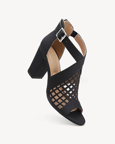 Women's Chunky Heel Sandals Open Toe Summer Shoes, Cutout Design Adjustable Ankle Strap, Comfortable Boho Sandals for Women2