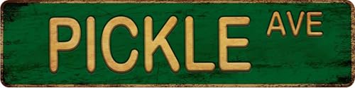 Vintage Metal Tin Sign PICKLE AVE 4''x16'' inch, Street Sign for Home, Restaurant, Bar, Cafe, Garage - Retro Wall Decor Plaque