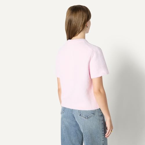Image of Amazon Essentials Women's Relaxed-Fit Faux Mohair Short Sleeve Sweater Top