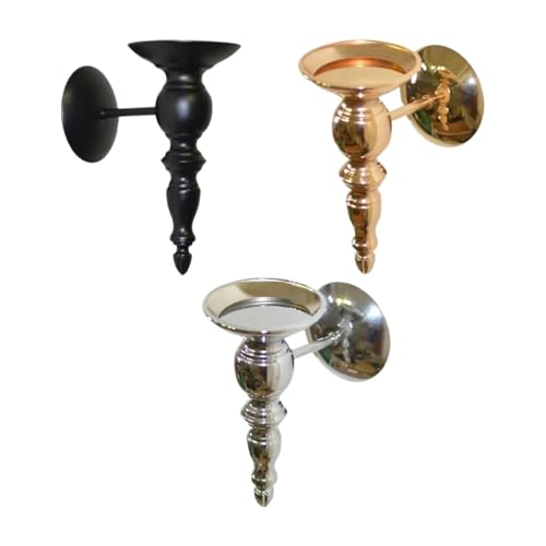 Portavelas de pared, 3 piezas, elegante decoración del hogar para baño, chimenea, bodas (dorado)