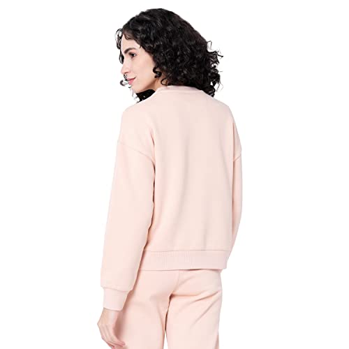 Image of Mode By Red Tape Women's Light Peach Typography Sweatshirt