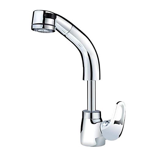 Mitigeur de lavabo avec douchette extractible et réglable en laiton