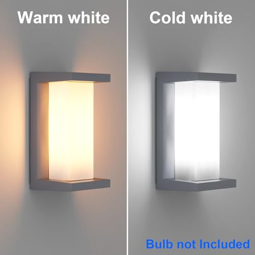 Klighten 2 Stück moderne Außenwandleuchte, E27 Sockel Außenwandlampe, IP65 Wandlampe, Maximale Wattleistung 60W Aluminium Wandlampe, Geeignet für Innen Außen, Treppenhaus. Anthrazit (ohne Glühbirne) – Bild 3