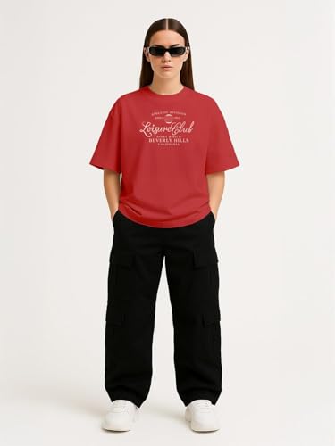 Image of Women's Printed Oversized T-Shirt with Half Sleeves and Round Neck, Soft Spun Fabric for Casual Wear (Size - S-2XL)
