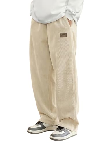 Image of Samfor Men's Comfortable Baggy Corduroy Pants | Relaxed Fit Stretch Waist Trousers for Everyday Wear | Casual Trouser for Man