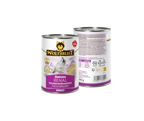 Wolfsblut Vetline Hundefutter - RENAL, 24x395g - Sparbundel, Sparpaket - inklusive Warnicks Tierfutterservice Hundesnack Goodie