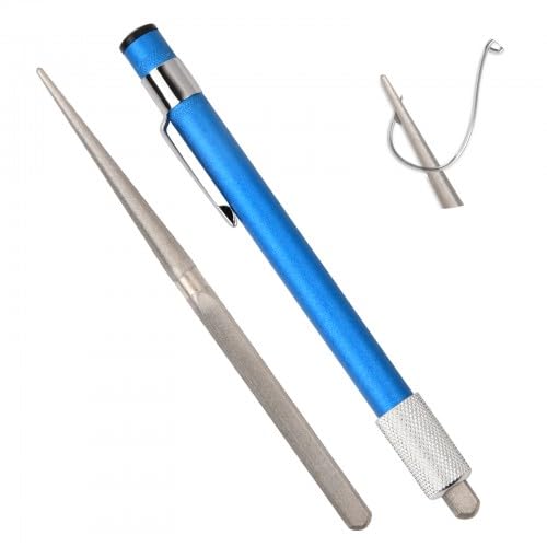 Afilador de Cuchillos de Diamante, Chaira para Afilar Cuchillos con Doble Cabeza y Mango Azul, Herramienta Multifuncional Portátil