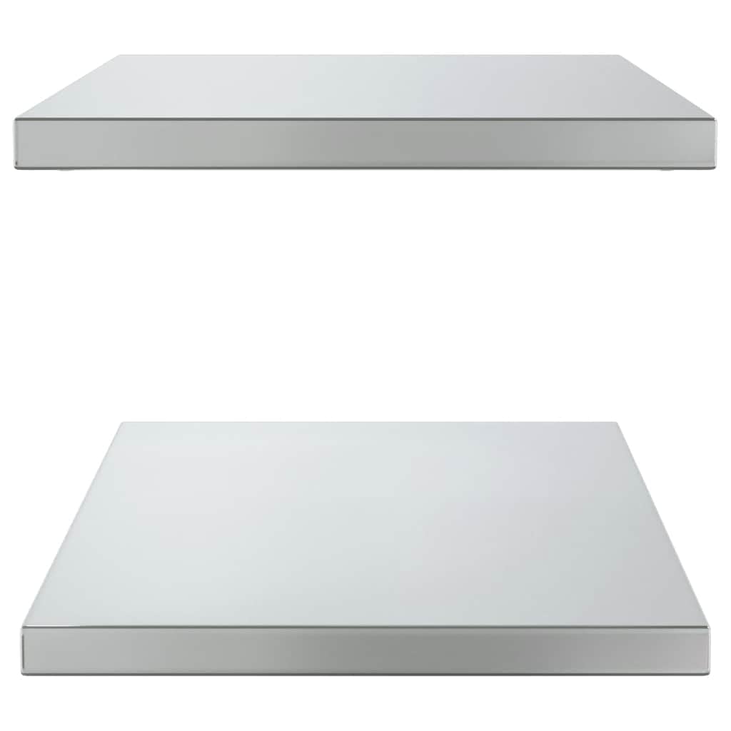 Estantes flotantes de pared de acero inoxidable, paquete de 2 unidades de 75 x 40 x 3 cm, solución de almacenamiento moderna para cocina, sala de estar, dormitorio y oficina, elegante diseño plateado