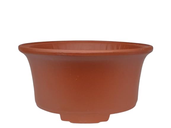 Genérico BIOMATA Maceta Bonsai Ceramica para Shohin 13x13x6,5 cm | Maceta Redonda Gres Roja | Maceta para Bonsai Resistente a Cualquier Clima | Tiesto con Drenaje Base Plana