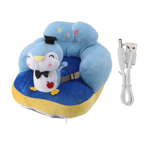 ベビーソファチェアフロアサポートシートBluetoothかわいい漫画動物調整可能な赤ちゃん幼児用のUSBケーブルと一緒に椅子に座ることを学ぶ男の子の女の子 (ブルーペンギン)
